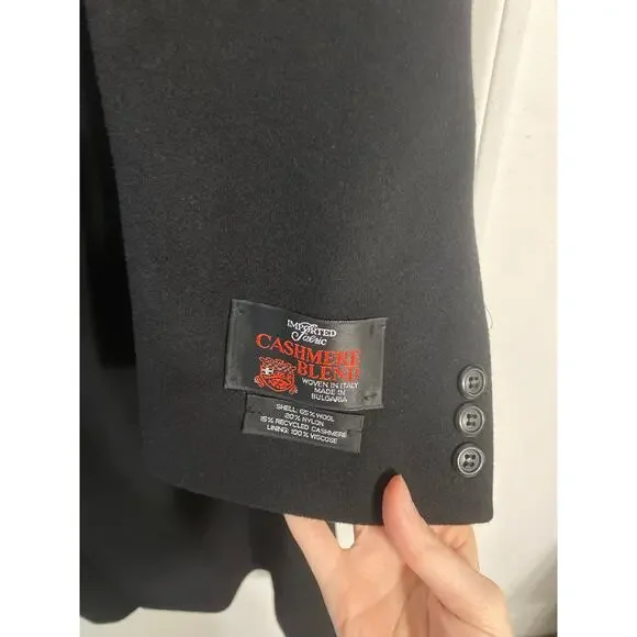 Silver Cloud overcoat men’s size L black Italian wool cashmere luxury NWOT Men